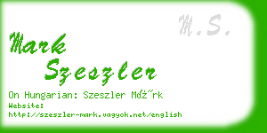 mark szeszler business card